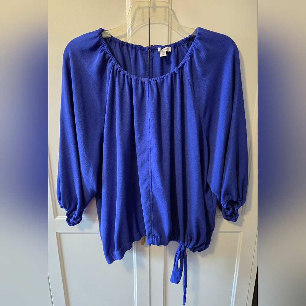Nine West Royal Blue Blouse with Tie Hem Sz 2X